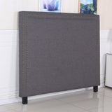 darrahopens Furniture > Bedroom Bed Head Queen Charcoal Headboard Upholstery Fabric Studded Buttons