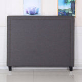 darrahopens Furniture > Bedroom Bed Head Queen Charcoal Headboard Upholstery Fabric Studded Buttons