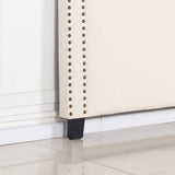 darrahopens Furniture > Bedroom Bed Head Queen White Headboard Upholstery Fabric Studded Buttons