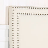 darrahopens Furniture > Bedroom Bed Head Queen White Headboard Upholstery Fabric Studded Buttons