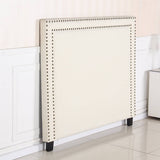 darrahopens Furniture > Bedroom Bed Head Queen White Headboard Upholstery Fabric Studded Buttons