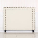 darrahopens Furniture > Bedroom Bed Head Queen White Headboard Upholstery Fabric Studded Buttons