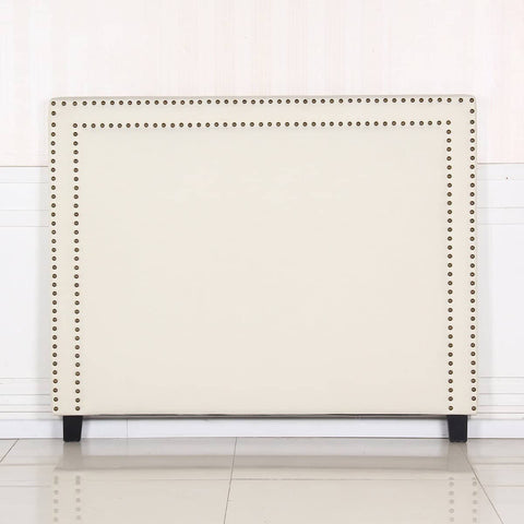 darrahopens Furniture > Bedroom Bed Head Queen White Headboard Upholstery Fabric Studded Buttons