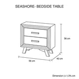 darrahopens Furniture > Bedroom Bedside Table 2 drawer Night Stand with Solid Acacia Storage in Sliver Brush Colour