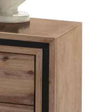 darrahopens Furniture > Bedroom Bedside Table 2 drawer Night Stand with Solid Acacia Storage in Sliver Brush Colour