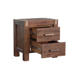 darrahopens Furniture > Bedroom Bedside Table 2 drawers Night Stand Solid Wood Acacia Storage in Chocolate Colour
