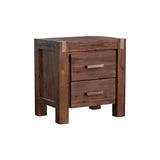 darrahopens Furniture > Bedroom Bedside Table 2 drawers Night Stand Solid Wood Acacia Storage in Chocolate Colour