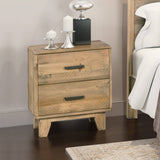 Darrahopens Furniture > Bedroom Bedside Table 2 drawers Night Stand Solid Wood Storage Light Brown Colour