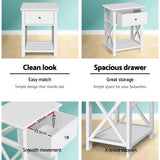 darrahopens Furniture > Bedroom Bedside Table Coffee Side Cabinet Drawer Wooden White