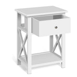darrahopens Furniture > Bedroom Bedside Table Coffee Side Cabinet Drawer Wooden White
