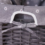 Darrahopens Furniture > Bedroom Bedside Table Nightstand with Drawer and Wicker Basket Grey
