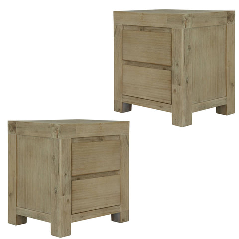 Darrahopens Furniture > Bedroom Brunet Set of 2 Bedside Tables 2 Drawers Cabinet Nightstand Table Brush Smoke