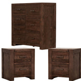 Darrahopens Furniture > Bedroom Catmint Set of 2 Bedside Table Tallboy Bedroom Furniture Package Set Grey Stone