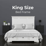Darrahopens Furniture > Bedroom Celosia 5pc King Bed Frame Bedroom Suite Bedside Dresser Mirror Package - White