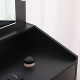 Darrahopens Furniture > Bedroom Diana Vanity Set with Shelves Cushioned Stool and Lighted Mirror- Black