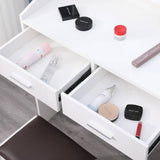 Darrahopens Furniture > Bedroom Diana Vanity Set with Shelves Cushioned Stool and Lighted Mirror- White