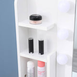 Darrahopens Furniture > Bedroom Diana Vanity Set with Shelves Cushioned Stool and Lighted Mirror- White
