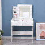 Darrahopens Furniture > Bedroom Diana Vanity Set with Shelves Cushioned Stool and Lighted Mirror- White
