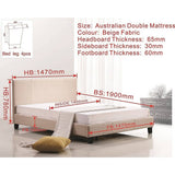 darrahopens Furniture > Bedroom Double Linen Fabric Bed Frame Beige