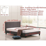 darrahopens Furniture > Bedroom Double Linen Fabric Bed Frame Grey