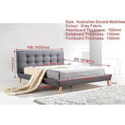 darrahopens Furniture > Bedroom Double Linen Fabric Deluxe Bed Frame Grey