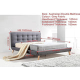 darrahopens Furniture > Bedroom Double Linen Fabric Deluxe Bed Frame Grey