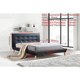 darrahopens Furniture > Bedroom Double PU Leather Deluxe Bed Frame Black