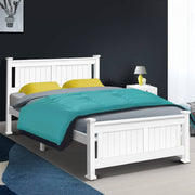 darrahopens Furniture > Bedroom Double Size Wooden Bed Frame - White