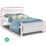 darrahopens Furniture > Bedroom Double Size Wooden Bed Frame - White