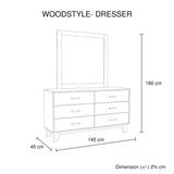 darrahopens Furniture > Bedroom Dresser with 6 Storage Drawers in Solid Acacia With Mirror in Vintage Light Brown Colour