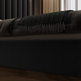 Darrahopens Furniture > Bedroom Elegant Luxury King Size Velvet Fabric Storage Bedframe Golden Trim-Black