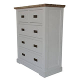 Darrahopens Furniture > Bedroom Fiona Tallboy 5 Chest of Drawers Bed Storage Cabinet Stand White Grey