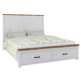 Darrahopens Furniture > Bedroom Grandy Bed Frame King Size Timber Mattress Base With Storage Drawers White Brown