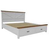 Darrahopens Furniture > Bedroom Grandy Bed Frame Quen Size Timber Mattress Base With Storage Drawer White Brown