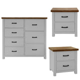 Darrahopens Furniture > Bedroom Grandy Set of 2 Bedside Tallboy Bedroom Furniture Package Set White Brown