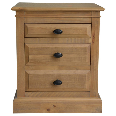 Darrahopens Furniture > Bedroom Jade Bedside Tables 3 Drawers Storage Cabinet End Nightstand Table - Natural