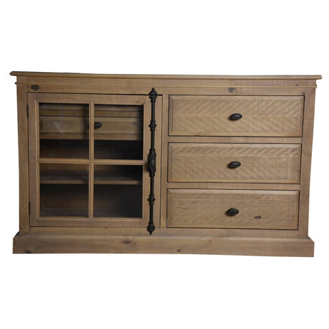 Darrahopens Furniture > Bedroom Jade Dresser 5 Chest of Drawers 1 Door Bed Storage Cabinet - Natural