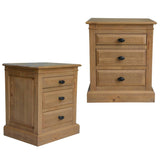Darrahopens Furniture > Bedroom Jade Set of 2 Bedside Table 3 Drawers Storage Cabinet Nightstand - Natural