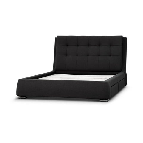 Darrahopens Furniture > Bedroom Kiama Queen Size Bed Frame Timber Mattress Base With Storage Drawers - Grey