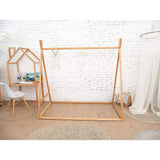Darrahopens Furniture > Bedroom Kids Tent Montessori Toddler Floor Bed Wooden Bedframe