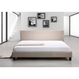 darrahopens Furniture > Bedroom King Linen Fabric Bed Frame Beige
