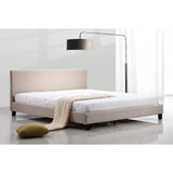 darrahopens Furniture > Bedroom King Linen Fabric Bed Frame Beige