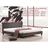 darrahopens Furniture > Bedroom King Linen Fabric Bed Frame Grey