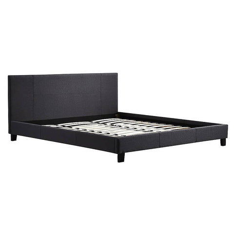 darrahopens Furniture > Bedroom King Linen Fabric Bed Frame Grey