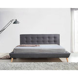 darrahopens Furniture > Bedroom King Linen Fabric Deluxe Bed Frame Grey