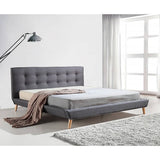 darrahopens Furniture > Bedroom King Linen Fabric Deluxe Bed Frame Grey