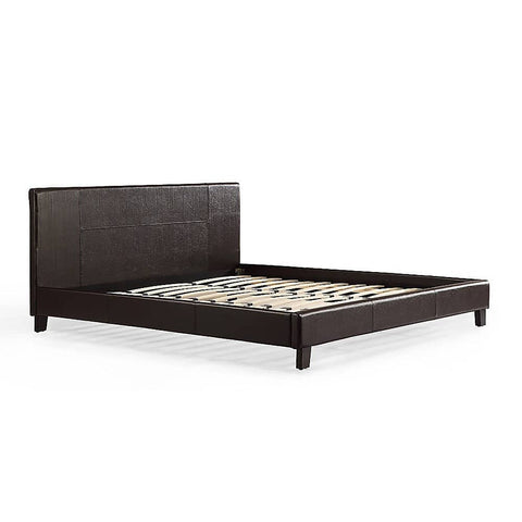 darrahopens Furniture > Bedroom King PU Leather Bed Frame Brown