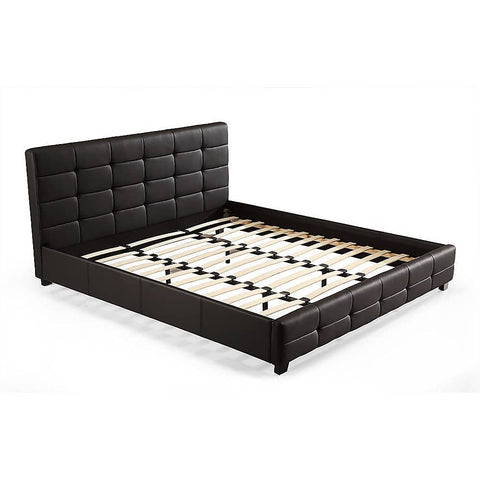 darrahopens Furniture > Bedroom King PU Leather Deluxe Bed Frame Black
