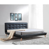 darrahopens Furniture > Bedroom King PU Leather Deluxe Bed Frame Black