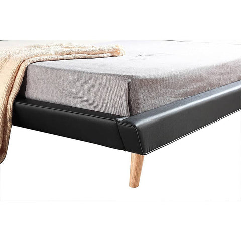 darrahopens Furniture > Bedroom King PU Leather Deluxe Bed Frame Black